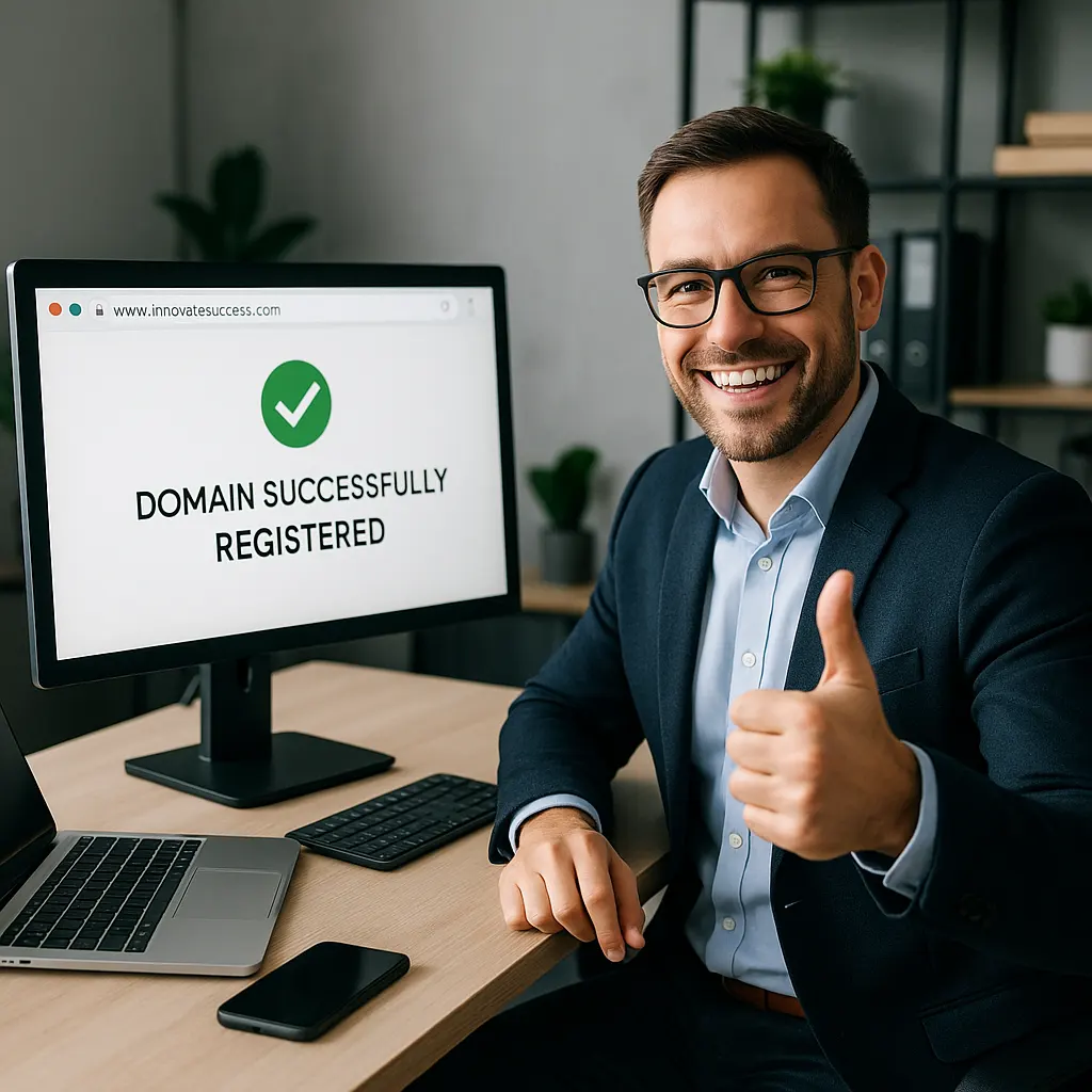 Successful domain registration celebration